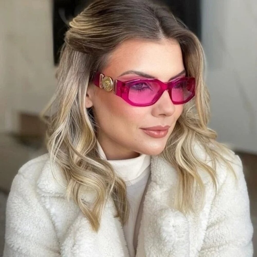 VERSACE Sunglasses VE4361 5334/5 Transparent Fuxia Pink Medusa Biggie Designer - Picture 14 of 16